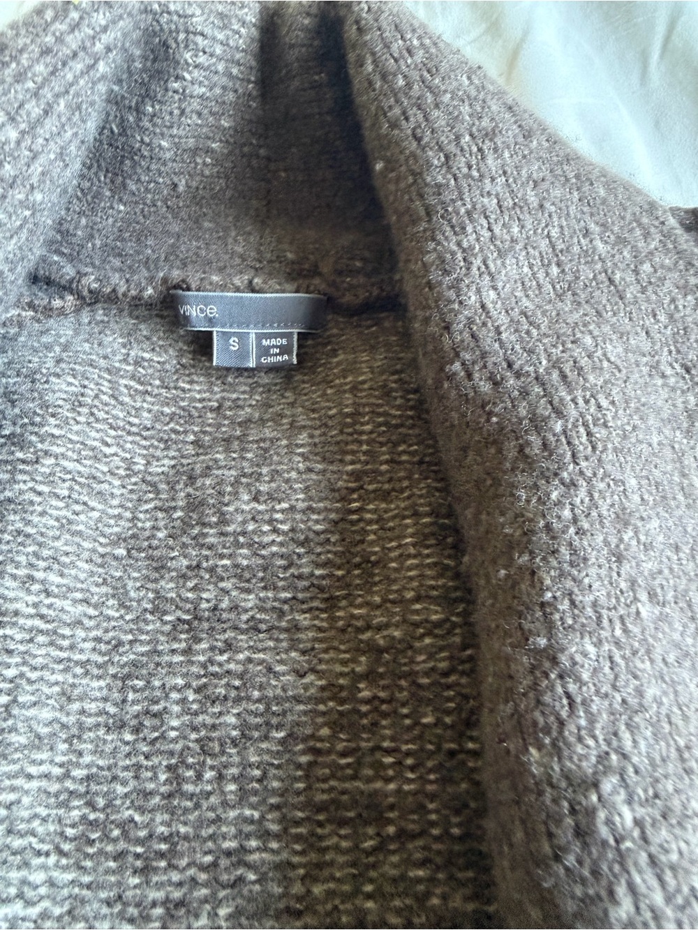 Vince Taupe Shawl-Collar Open Front Sweater Cardigan luxury elevated timeless - Picture 4 of 7
